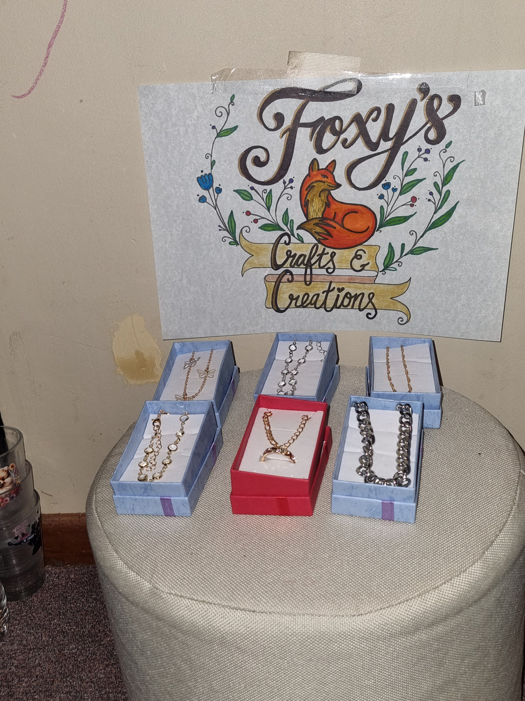 5 varieties of braclets and 1 2 pcs set ring and braclet set braclets are $6.00 each.