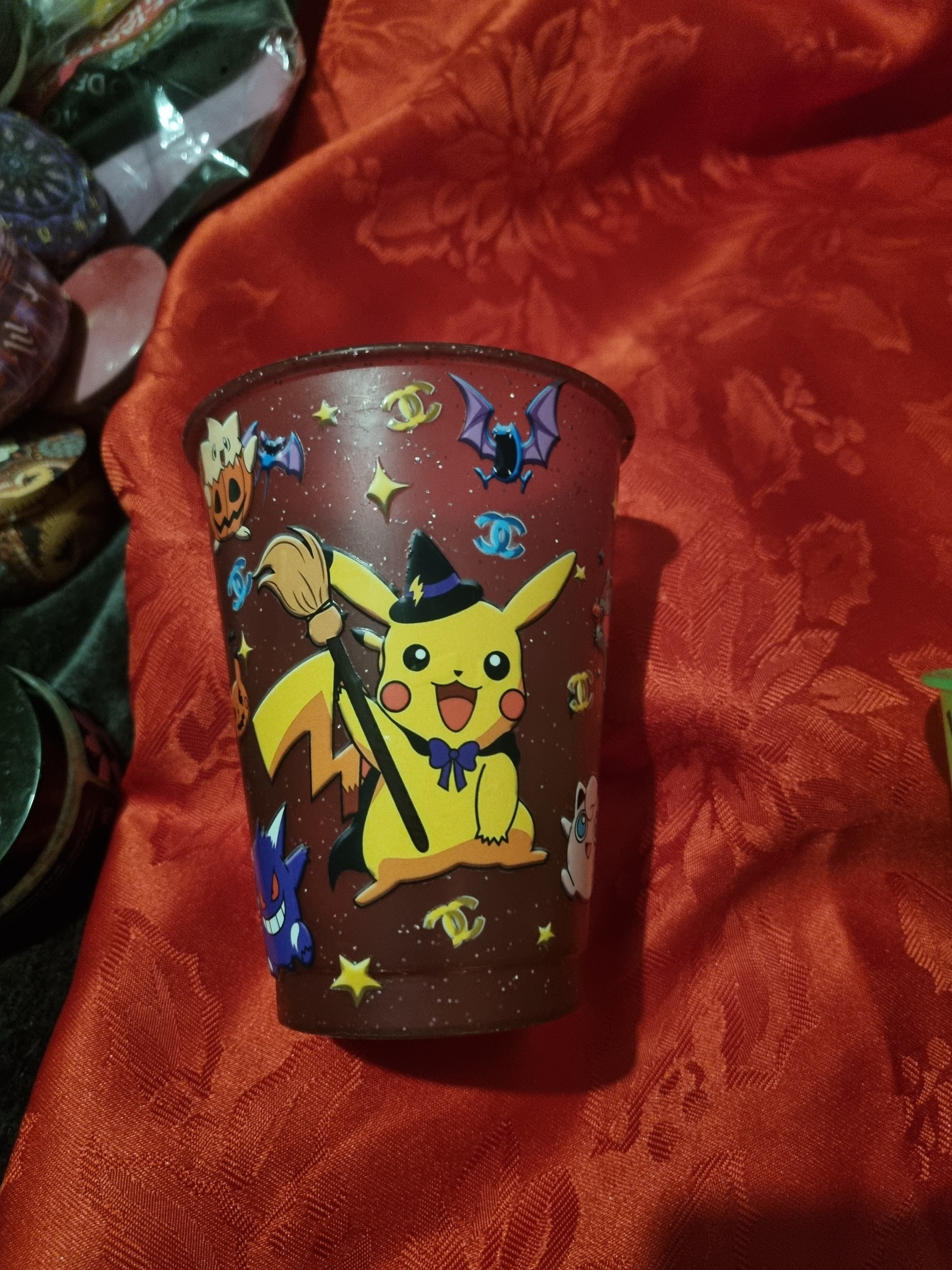 Decorated plastic cups.