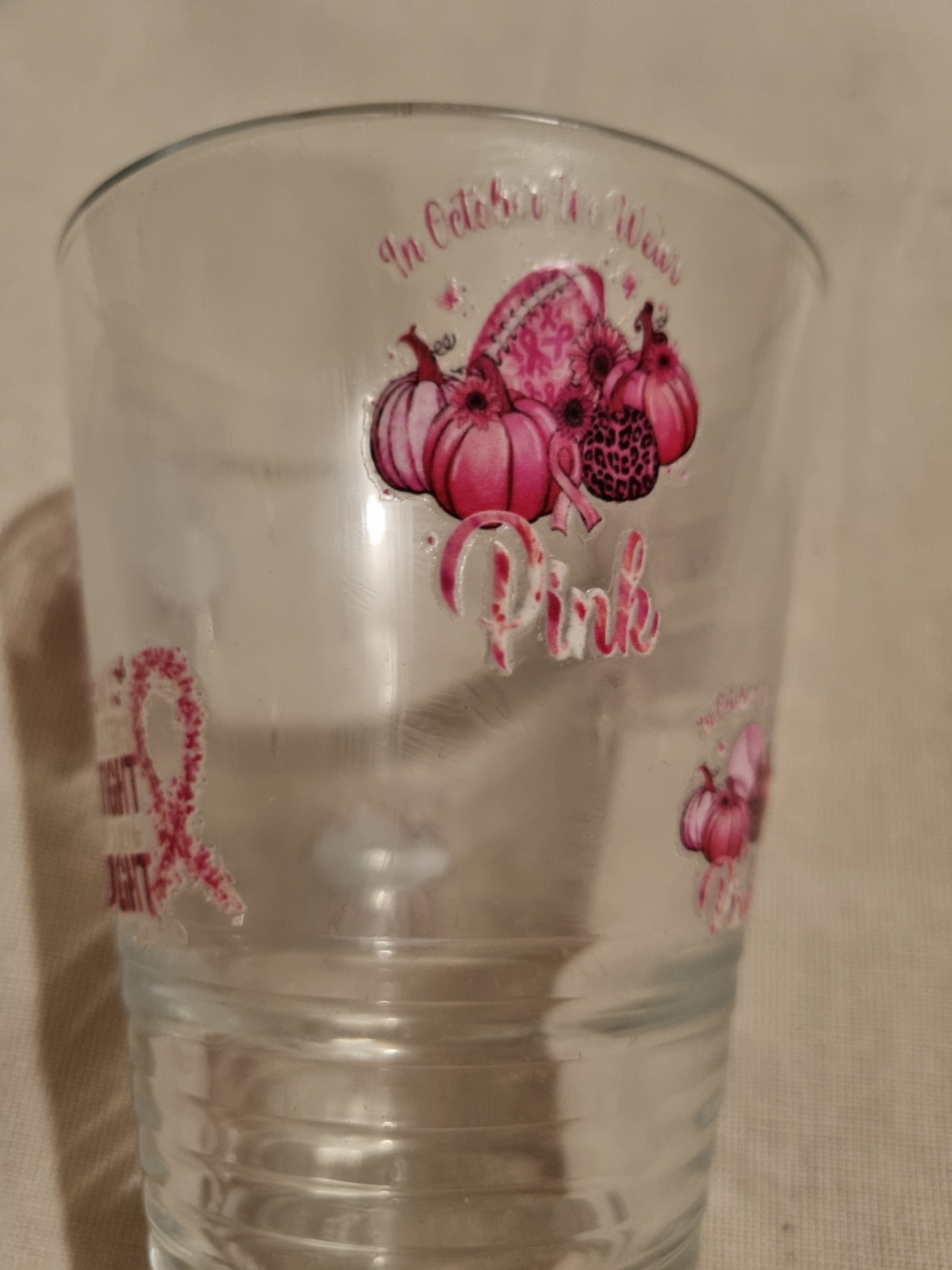Pink fight decal glass