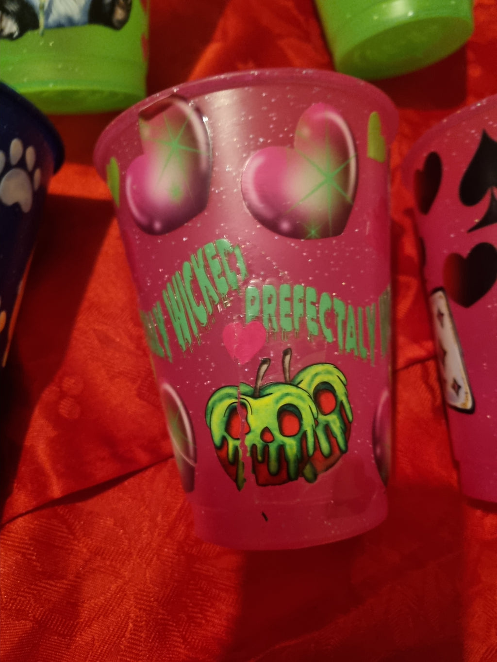 Decorated plastic cups.
