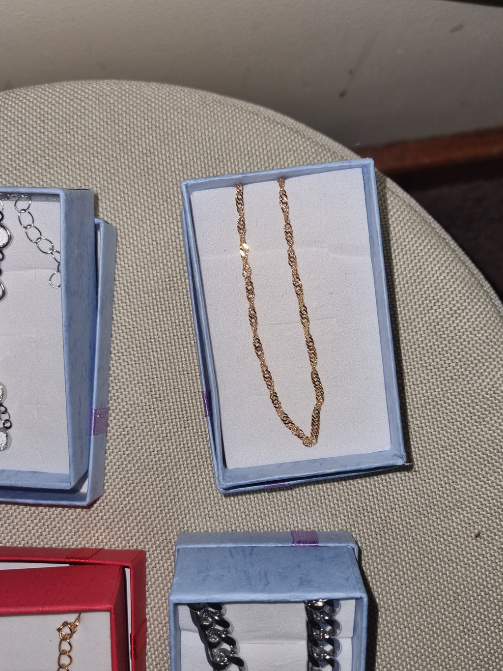 5 varieties of braclets and 1 2 pcs set ring and braclet set braclets are $6.00 each.