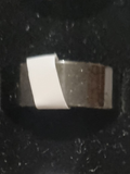 Beautifully designed mens black straight edge thick band.