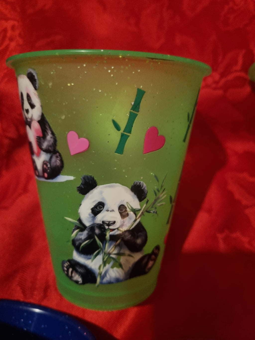 Decorated plastic cups.