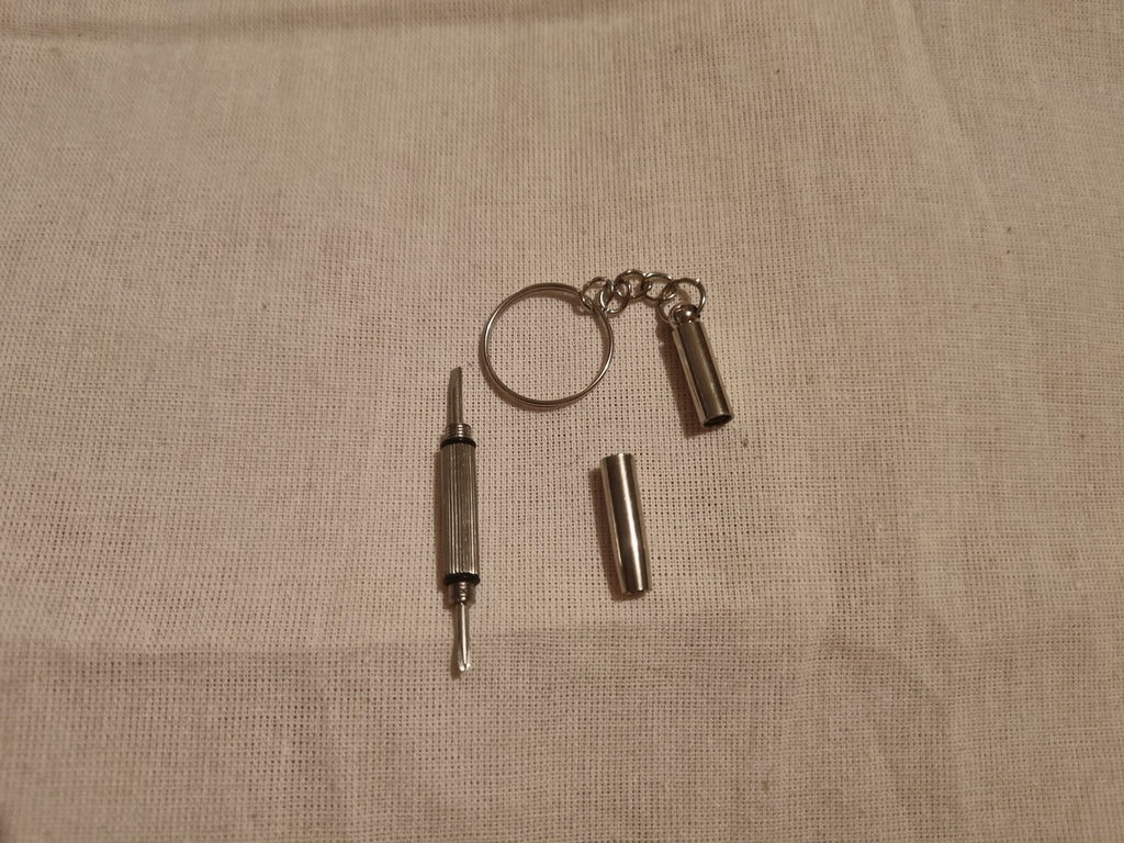 Keychain watch and glasses tool